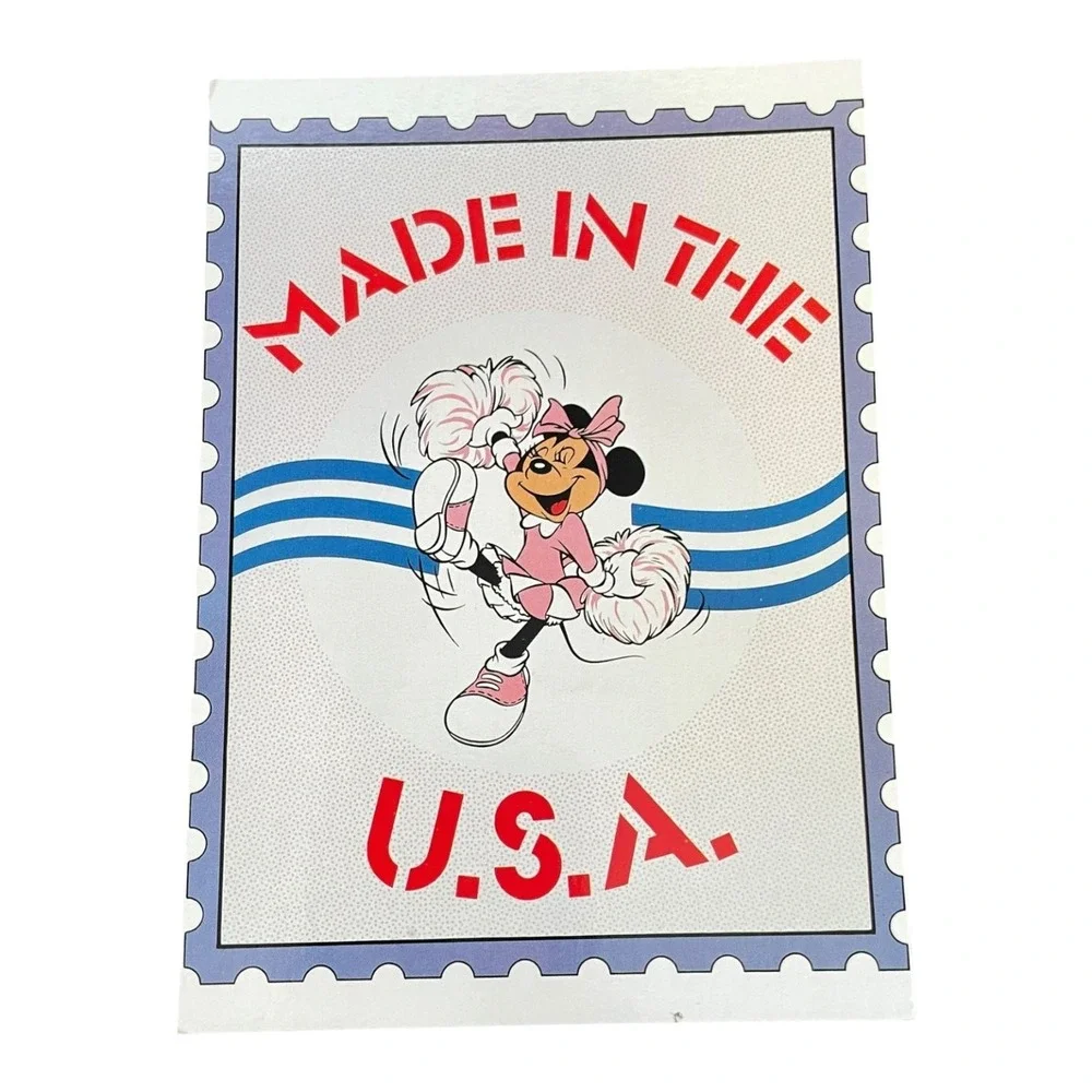 Minnie Mouse MADE IN THE U.S.A. Disney Postcard Lawson-Mardon Cheerleader